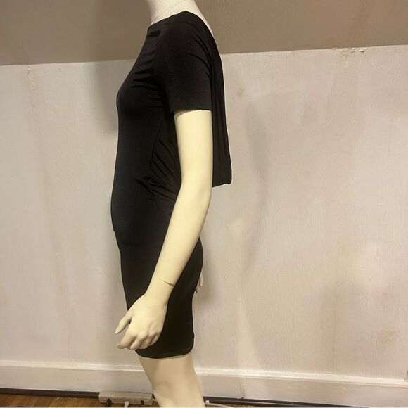 Revolve House of CB London Satin Short Sleeved bodycon Dress W/ Draped Cowl Back - Picture 7 of 13